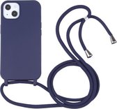 Candy Colors TPU-beschermhoes met lanyard voor iPhone 13 Pro (donkerblauw)