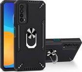Voor Huawei Y7a PC + TPU-beschermhoes met 360 graden draaibare ringhouder (zwart)