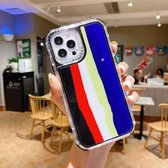 Rainbow TPU + PC Glass Shockproof Case voor iPhone 11 (Regenboogpatroon Zwart)