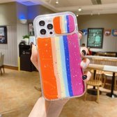 Sliding Camera Cover Design Rainbow Epoxy TPU + PC Shockproof Case voor iPhone 12 Pro (Regenboogpatroon 1)