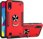 Voor Samsung Galaxy M10 PC + TPU-beschermhoes met 360 graden draaibare ringhouder (rood)