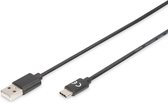 Digitus USB-kabel USB 2.0 USB-A stekker, USB-C stekker 4.00 m Zwart Flexibel, Folie afscherming, Afscherming gevlochten