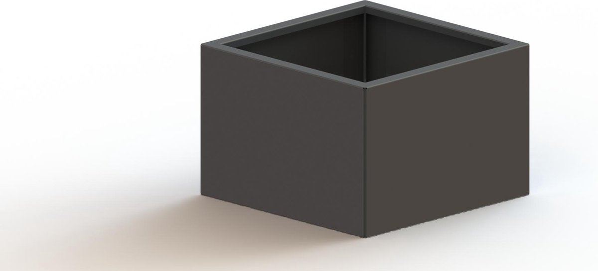 Gepoedercoat staal - plantenbak - Vierkant - 60x60x40cm - Zwart - Met bodem - MySteel
