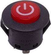 Drukknop 28mm aan uit rood rond met LED voor elektrische kinderauto - kindermotor - kinderquad - kindertractor - accuvoertuig