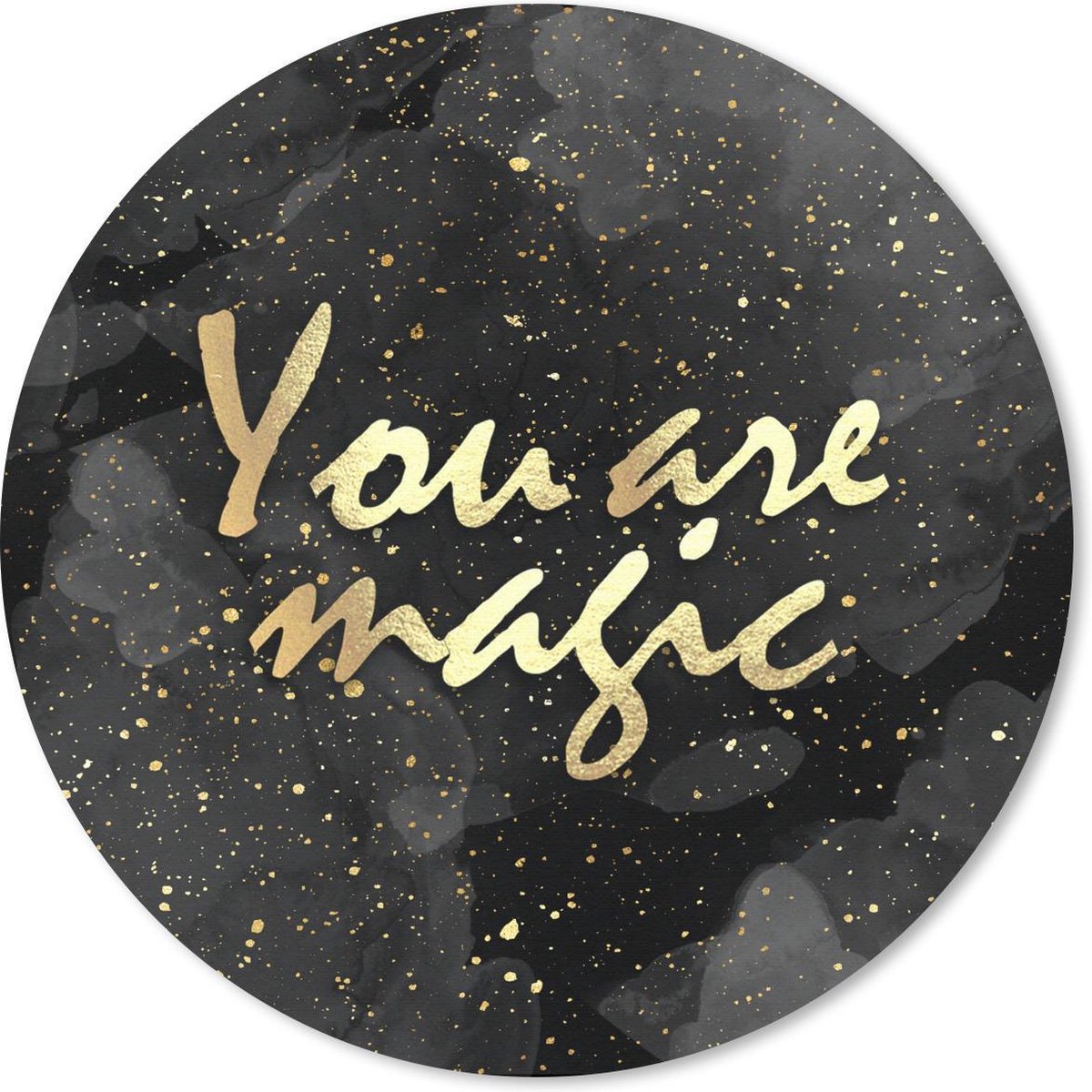 Muismat rond 30x30 cm - Mousepad Quotes - Magic - Goud - Zwart - Ronde muismatten