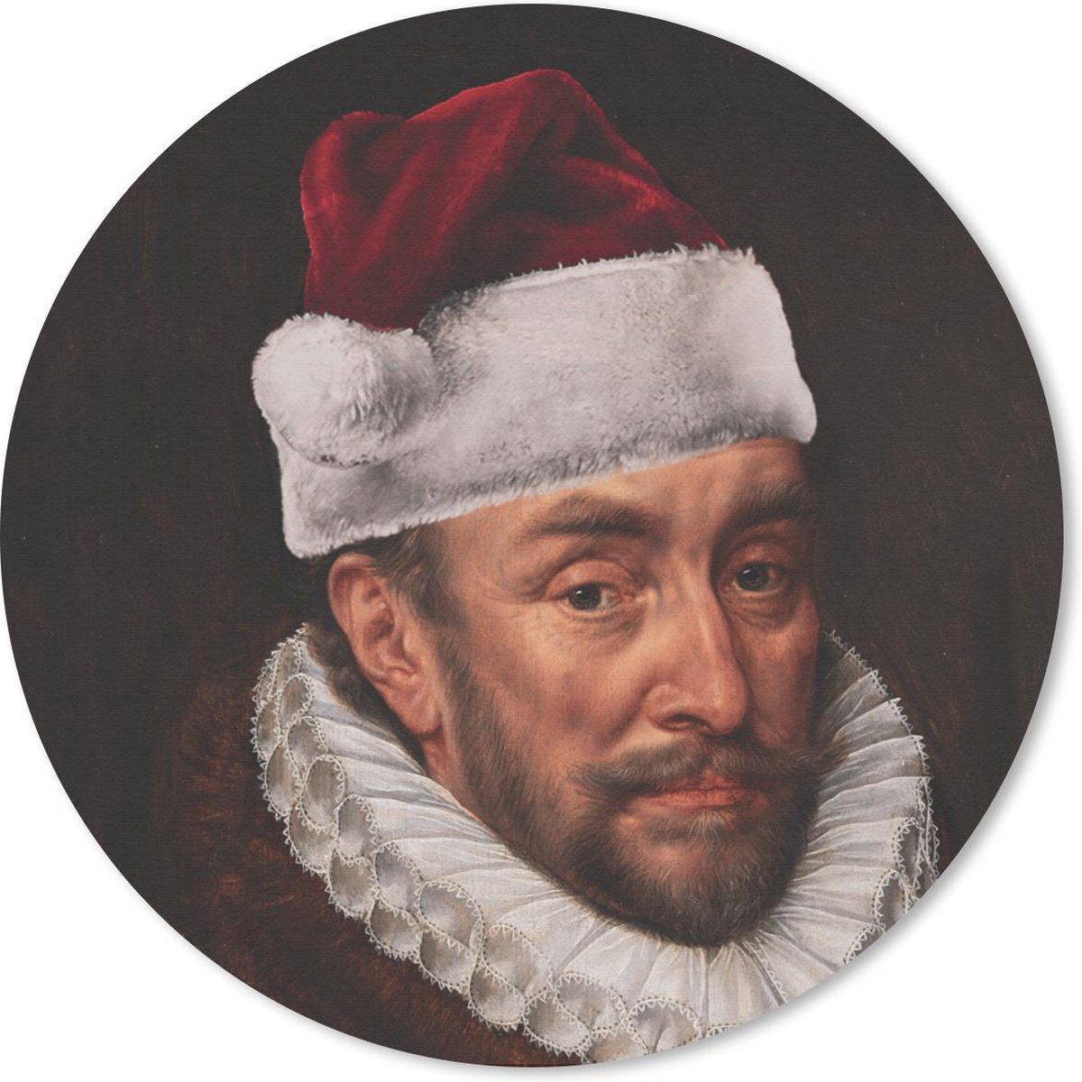Muismat rond 20x20 cm - Mousepad Willem van Oranje - Muts - Kerst - Ronde muismatten