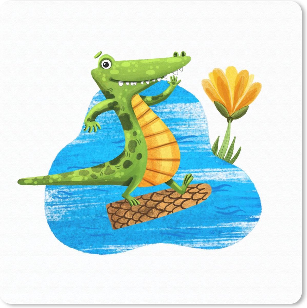 Muismat 20x20 cm - Mousepad Krokodil - Water - Boom - Muismatten