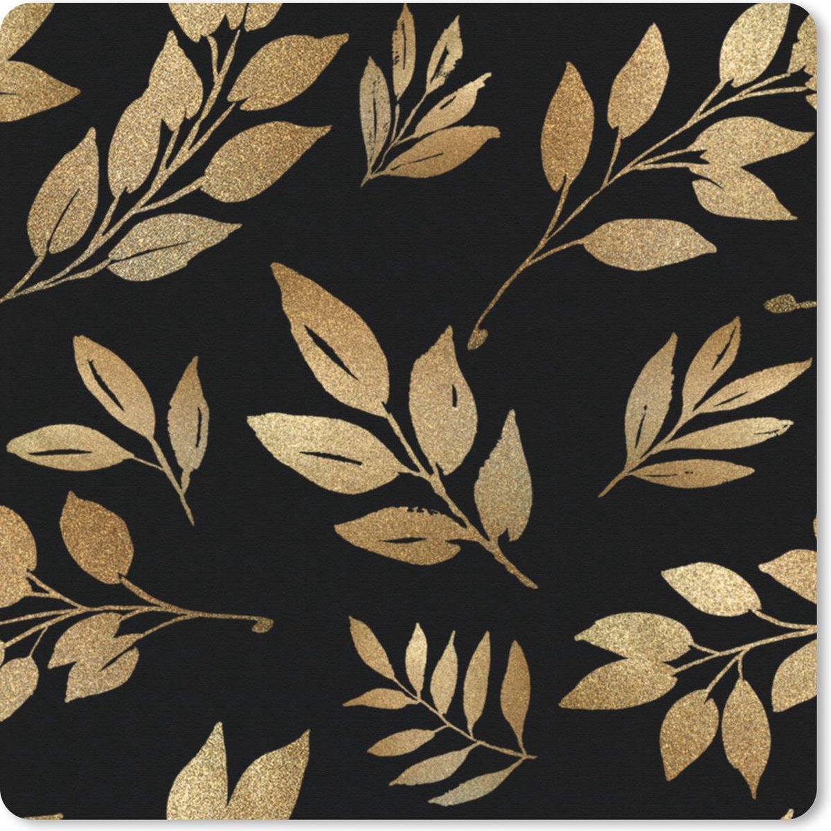 Muismat 20x20 cm - Mousepad Patronen - Goud - Bladeren - Muismatten