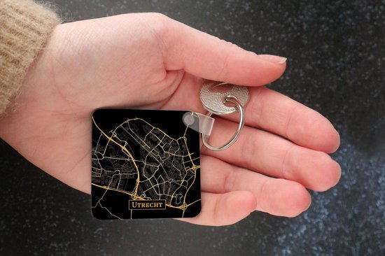 Sleutelhanger - Uitdeelcadeautjes - Kaart - Utrecht - Goud - Zwart - Plastic