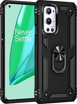 OnePlus 9 Pro Hoesje - Mobigear - Armor Ring Serie - Hard Kunststof Backcover - Zwart - Hoesje Geschikt Voor OnePlus 9 Pro