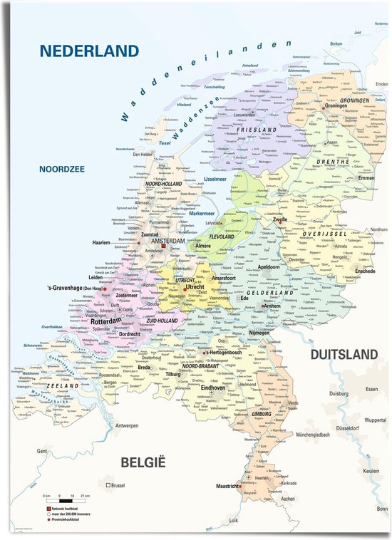 Volgen rijst krater Kaart van Nederland 2020 - Poster 100 x 140 cm | bol.com