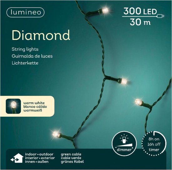Kerstverlichting diamant warm wit buiten 300 lampjes boomverlichting