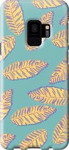 Samsung Galaxy S9 Telefoonhoesje - Premium Hardcase Hoesje - Dun en stevig plastic - Met Plantenprint - Tropische Blaadjes - Donkergroen