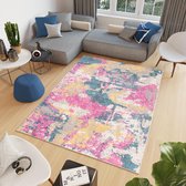 Tapiso Cosmo Vloerkleed Grijs Roze Woonkamer Slaapkamer Tapijt Maat- 160x220