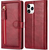 iPhone 7 Book Case Hoesje met Rits - Kunstleer - Pasjeshouder - Portemonnee - Apple iPhone 7 - Rood