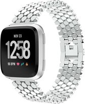 Stalen Smartwatch bandje - Geschikt voor  Fitbit Versa / Versa 2 stalen vis band - zilver - Strap-it Horlogeband / Polsband / Armband