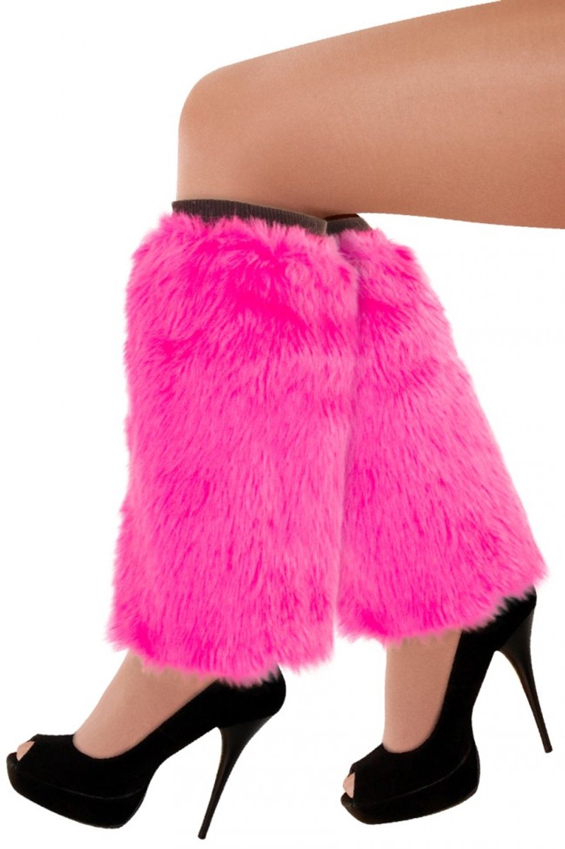 Beenwarmers pluche pink - carnaval