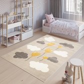 Tapiso Fiesta Vloerkleed Kinderkamer Creme Oranje Wolken Hart Duurzaam Interieur Duurzaam Hoogwaardig Tapijt Maat - 200x300