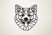 Line Art - Hond - Shiba Inu - S - 52x45cm - Zwart - geometrische wanddecoratie