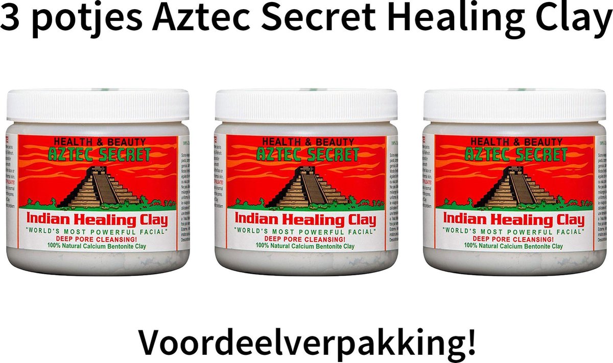 Aztec Secret Indian Healing Clay 3 stuks - 3 x 450 g - Indiase genezende klei