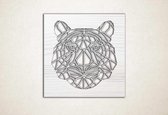 Line Art - Tijger vierkant - M - 61x60cm - EssenhoutWit - geometrische wanddecoratie