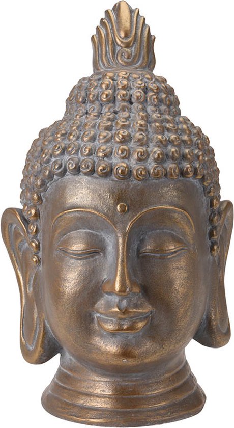 Boeddha Hoofd Tuinbeeld bronskleur - | bol.com