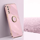 Voor OPPO A91 XINLI Rechte 6D Plating Gouden Rand TPU Schokbestendig Hoesje met Ring Houder (Cherry Purple)