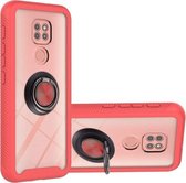 Voor Motorola Moto G9 Play/E7 Plus Sterrenhemel Effen Kleur Serie Schokbestendige PC + TPU Beschermhoes met Ring Houder & Magnetische Functie (Rood)