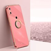Voor Xiaomi Mi 8 XINLI Straight 6D Plating Gold Edge TPU Shockproof Case met Ring Holder (Hawthorn Red)