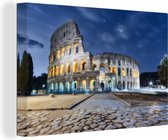 Canvas Schilderij Rome - Italië - Colosseum - Nacht - 120x80 cm - Wanddecoratie