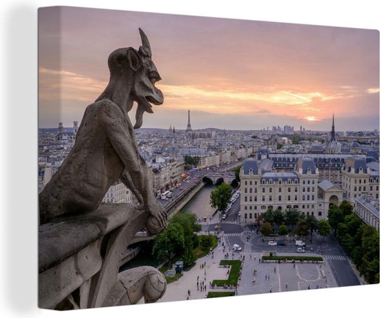 Canvas Schilderij Notre Dame - Parijs - Frankrijk - 90x60 cm - Wanddecoratie