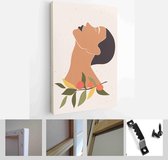 Set of abstract female shapes and silhouettes on textured background. Abstract women eyes, face in pastel colors - Modern Art Canvas - Vertical - 1887303193 - 50*40 Vertical