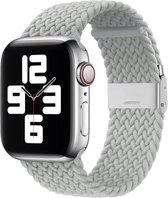By Qubix Braided nylon bandje - Lichtgrijs - Geschikt voor Apple Watch 42mm - 44mm - 45mm - Ultra - 49mm - Compatible Apple watch bandje - smartwatch