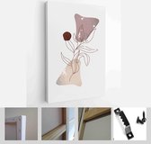 Painting Wall Pictures Home Room Decor. Modern Abstract Art Botanical Wall Art. Boho. Minimal Art Flower on Geometric Shapes Background - Modern Art Canvas - Vertical - 1955005189