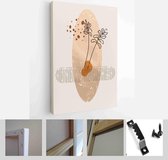 Painting Wall Pictures Home Room Decor. Modern Abstract Art Botanical Wall Art. Boho. Minimal Art Flower on Geometric Shapes Background - Modern Art Canvas - Vertical - 1955054923