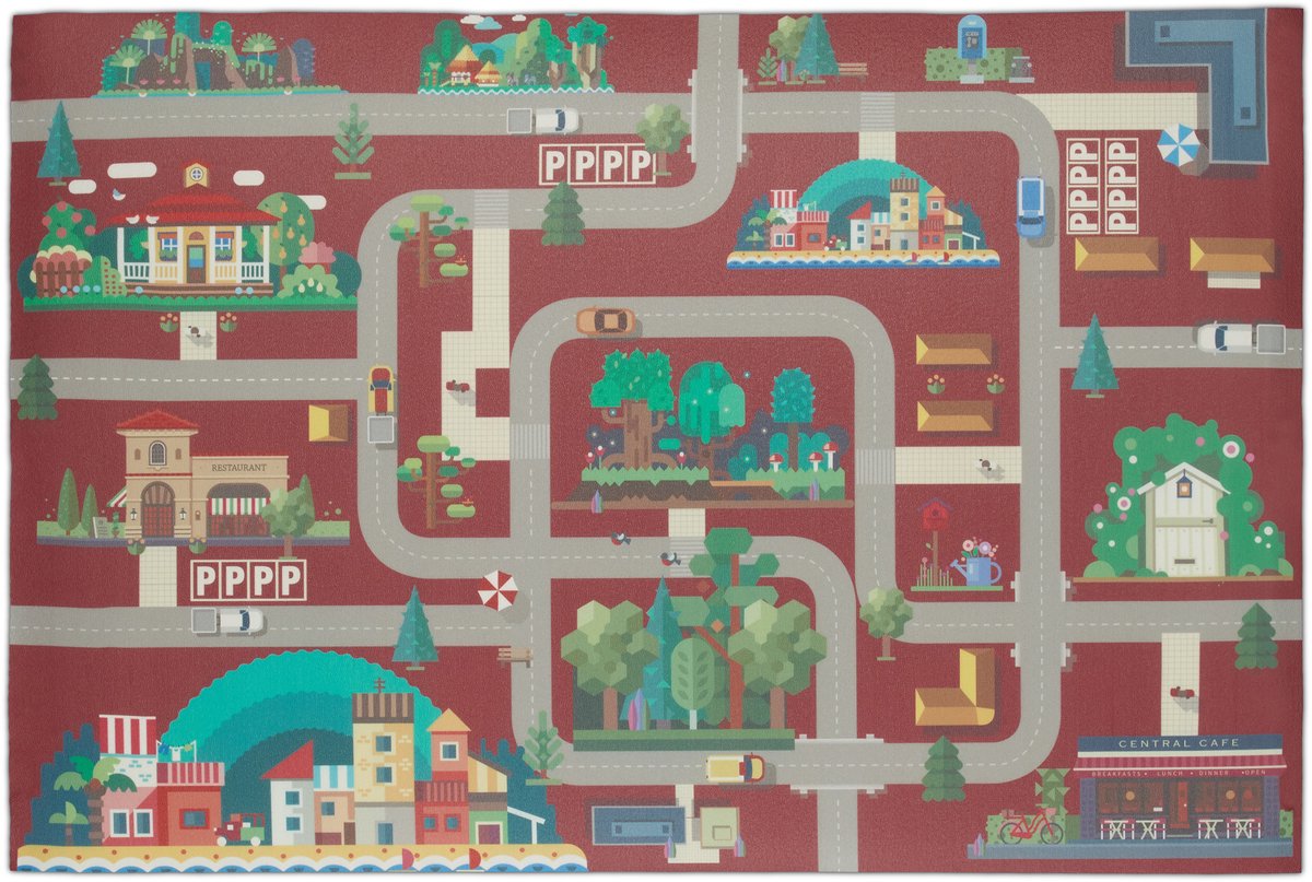 Relaxdays speelmat verkeer - verkeerskleed - kindertapiijt - speelkleed kinderkamer - kind - B