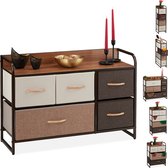 ladekast - 5 lades - opvouwbare manden - stalen frame - 58 x 87,5 x 31,5 cm - slaapkamer - bruin