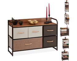 Ladekast - 5 lades - stalen frame - 58 x 87,5 x 31,5 cm - slaapkamer - bruin