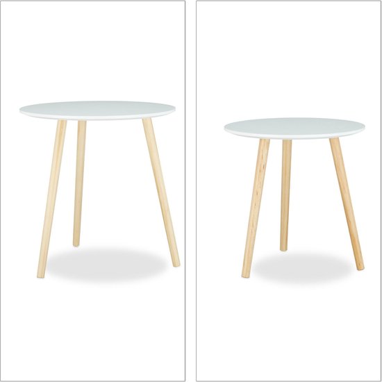 Relaxdays - Ensemble de 2 tables d'appoint - Blanc