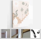 Ancient landscape life in pastel colors. Hand drawn poster set. Collection of contemporary art - Modern Art Canvas - Vertical - 1636166860 - 115*75 Vertical