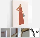 Set of abstract female shapes and silhouettes on retro summer background. Abstract women portraits in pastel colors - Modern Art Canvas - Vertical - 1636212199 - 115*75 Vertical