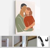 Set of abstract man and female shapes and silhouettes. Abstract couple portraits in pastel colors. Collection of contemporary art posters - Modern Art Canvas - Vertical - 182384854