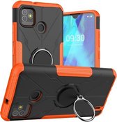 Machine Armor Bear Shockproof PC + TPU-beschermhoes met ringhouder voor Tecno Pop 5 (oranje)