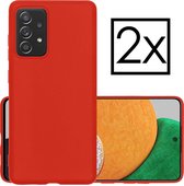 Hoes Geschikt voor Samsung A52s Hoesje Cover Siliconen Back Case Hoes - Rood - 2x