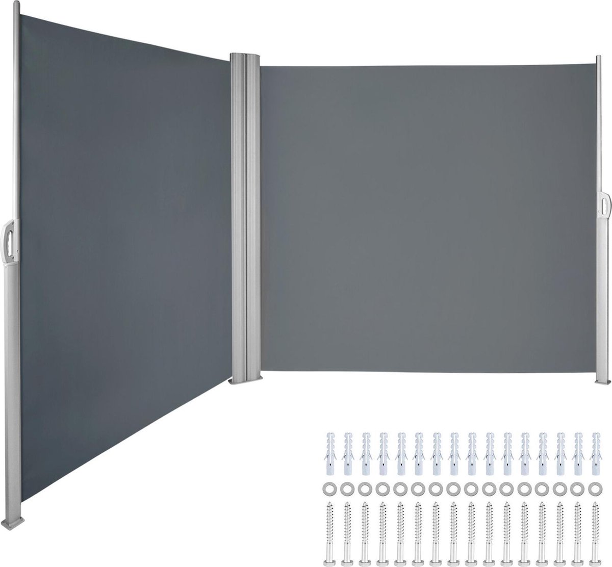 Paravent extérieur rétractable double 160 x 800 CM gris anthracite