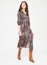 LOLALIZA Lange hemd jurk met split en print - Bruin - Maat 34