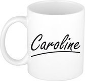 Caroline naam cadeau mok / beker sierlijke letters - Cadeau collega/ moederdag/ verjaardag of persoonlijke voornaam mok werknemers