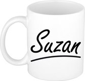 Suzan naam cadeau mok / beker sierlijke letters - Cadeau collega/ moederdag/ verjaardag of persoonlijke voornaam mok werknemers
