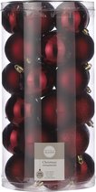 60x Kunststof kerstballen donkerrood 6 cm - Onbreekbare donkerrode kerstballen 6 cm