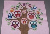 Ti-flair - Owl family tree pink - papieren servetten